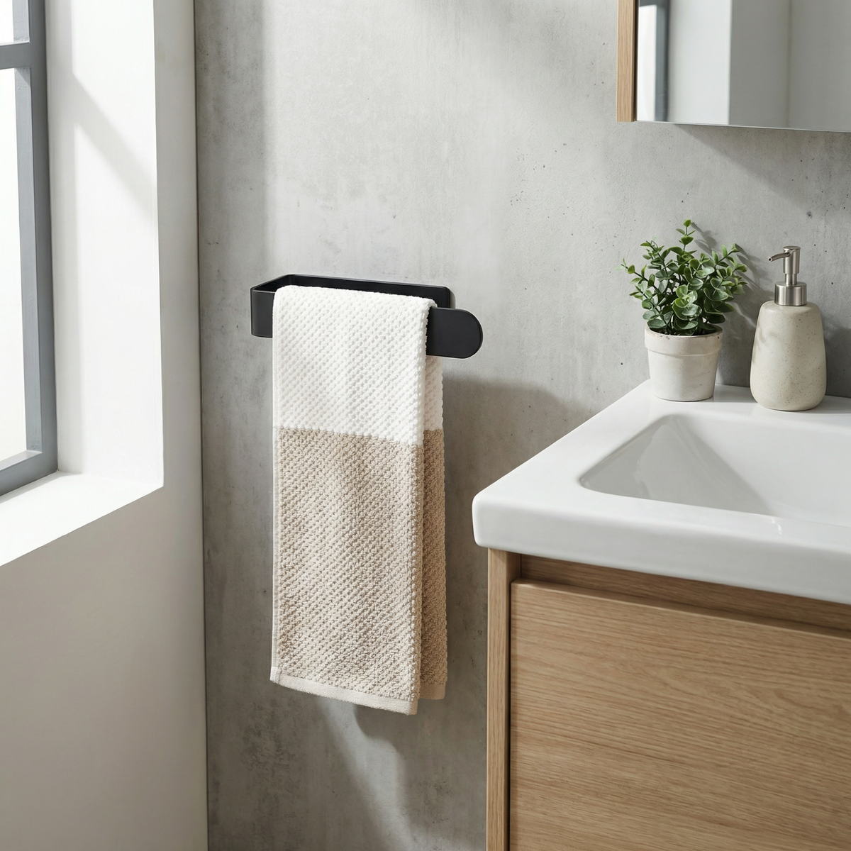 Adhesive Towel Bar – 3M Mount, Brushed Stainless Steel Wall Rack for Bathroom & Kitchen