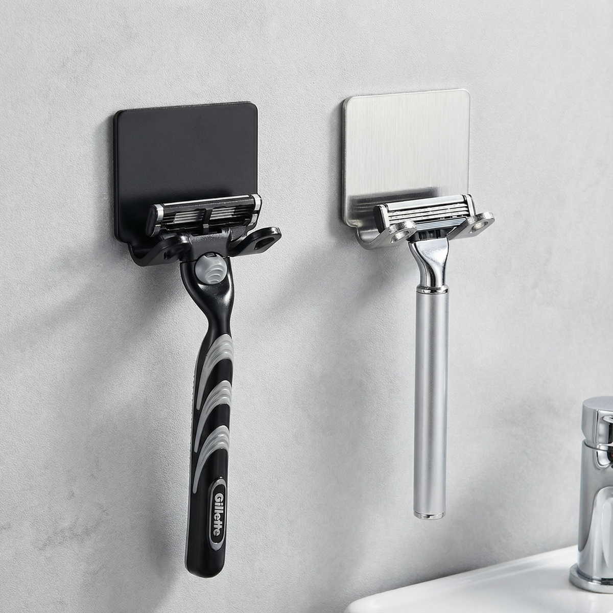 Without Adhesive Razor Hook – No Drill Shower Razor Holder, Rust Resistant Bathroom Organizer