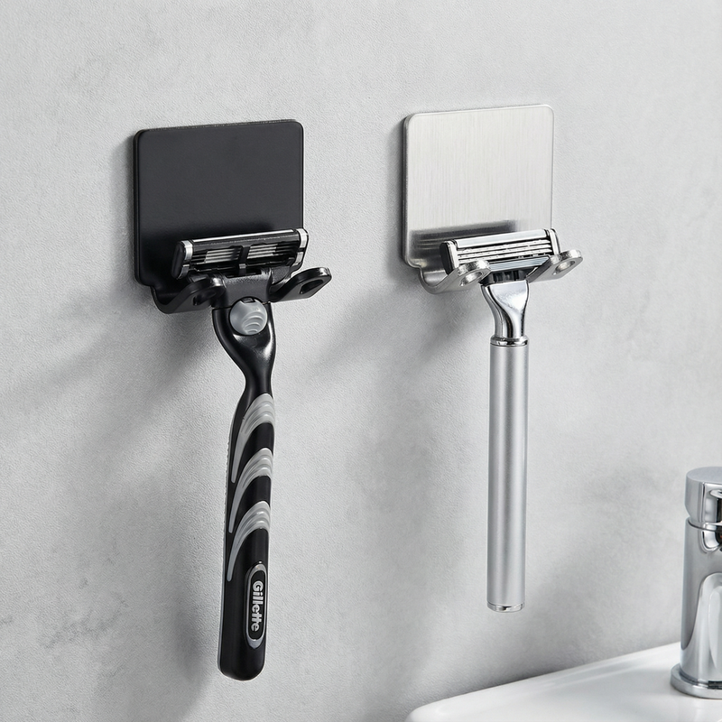 Adhesive Razor Hook – No Drill Shower Razor Holder, Rust Resistant Bathroom Organizer