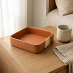 Leather Valet Tray with Gold Accents – Desk Organizer Key Tray Catchall Tray