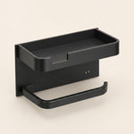 Toilet Paper Holder with Shelf – Wall Mount Aluminum Phone Storage Bathroom Organizer