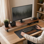 Monitor Stand with Side Shelf – Desk Organizer Screen Riser Ergonomic Office Storage
