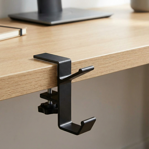 Adjustable Clamp Desk Hook – Aluminum Organizer for Headphones Bags Keys Office Setup