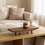 Wood Display Riser Tray – Raised Footed Stand for Tea Table, Desk, Entryway Decor
