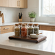 Wooden Riser Stand – Curved Display Platform for Tea Service, Kitchen Counter, Desk Home Decor