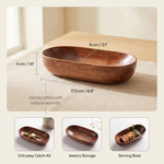 Wooden Serving Tray – Oval Boat Shape for Breakfast Snacks Jewelry Entryway Organizer Home Decor