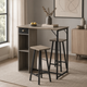 3-Piece Bar Table Set with Storage – Small Space Dining, Industrial Kitchen Breakfast Nook with 2 Stools