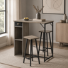 3-Piece Bar Table Set with Storage – Small Space Dining, Industrial Kitchen Breakfast Nook with 2 Stools