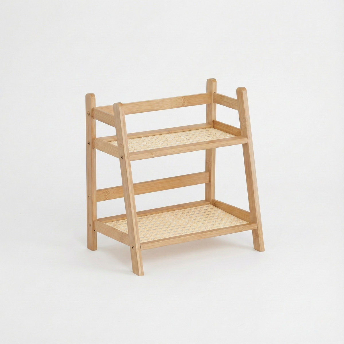 Bamboo Countertop Organizer – 2 Tier Rattan Shelf for Kitchen, Coffee Bar & Bathroom Counter Storage