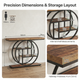 4-Tier Console Table – Modern Table with Open Shelves and Circular Frame for Living Room