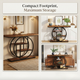 4-Tier Console Table – Modern Table with Open Shelves and Circular Frame for Living Room