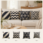 Geometric Throw Pillow Cover – Linen Cotton Cushion Cover for Sofa Bed or Chair