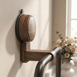 Walnut Towel Ring – No Drill Suction Mount, Rotating Wall Towel Holder for Bathroom & Kitchen