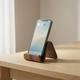 Walnut Wood Phone Stand – Curved Minimalist Design for Desk, Bedside, Kitchen, Video Calls