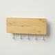 Wall Mounted Bamboo Key Hanger – Entryway Organizer with Storage Slot, Minimalist Wall Hook Rack
