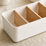 Desktop Storage Box with Wood Dividers – Desk Organizer for Home Office Decor