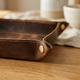 Genuine Leather Valet Tray – Foldable Catchall for Keys Coins Watch Desk Organizer