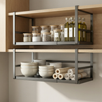 Under Cabinet Shelf Organizer - Hanging Stainless Steel Expandable Spice Rack
