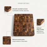 Double-Sided Acacia Wood Cutting Board - Professional Cooking Prep Board with End-Grain Style Look