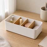 Desktop Storage Box with Wood Dividers – Desk Organizer for Home Office Decor