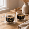 Tasse à café en verre à double paroi — Tasse à expresso cappuccino latte transparente résistante à la chaleur