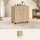 Storage Cabinet – Rolling Sideboard with 2 Doors, Internal Shelf, Castors, Natural Wood Finish, Living Room