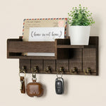 Wall Mounted Key Rack – Entryway Organizer with Shelf, 6 Hooks, Rustic Wood for Home, Hallway