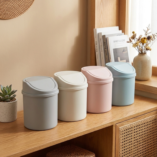 Mini Desk Trash Can – Swing Lid Waste Bin for Bedroom, Bathroom & Desktop