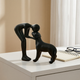 Abstract Human and Dog Sculpture – Minimalist Figurine for Desk, Shelf, Living Room Decor