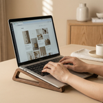 Wooden Laptop Stand – Foldable Ergonomic Riser 12° Angle Desk Organizer Home Office Workspace