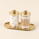 Apothecary Jar Set with Gold Tray – Qtip Holder Bathroom Organizer Canister