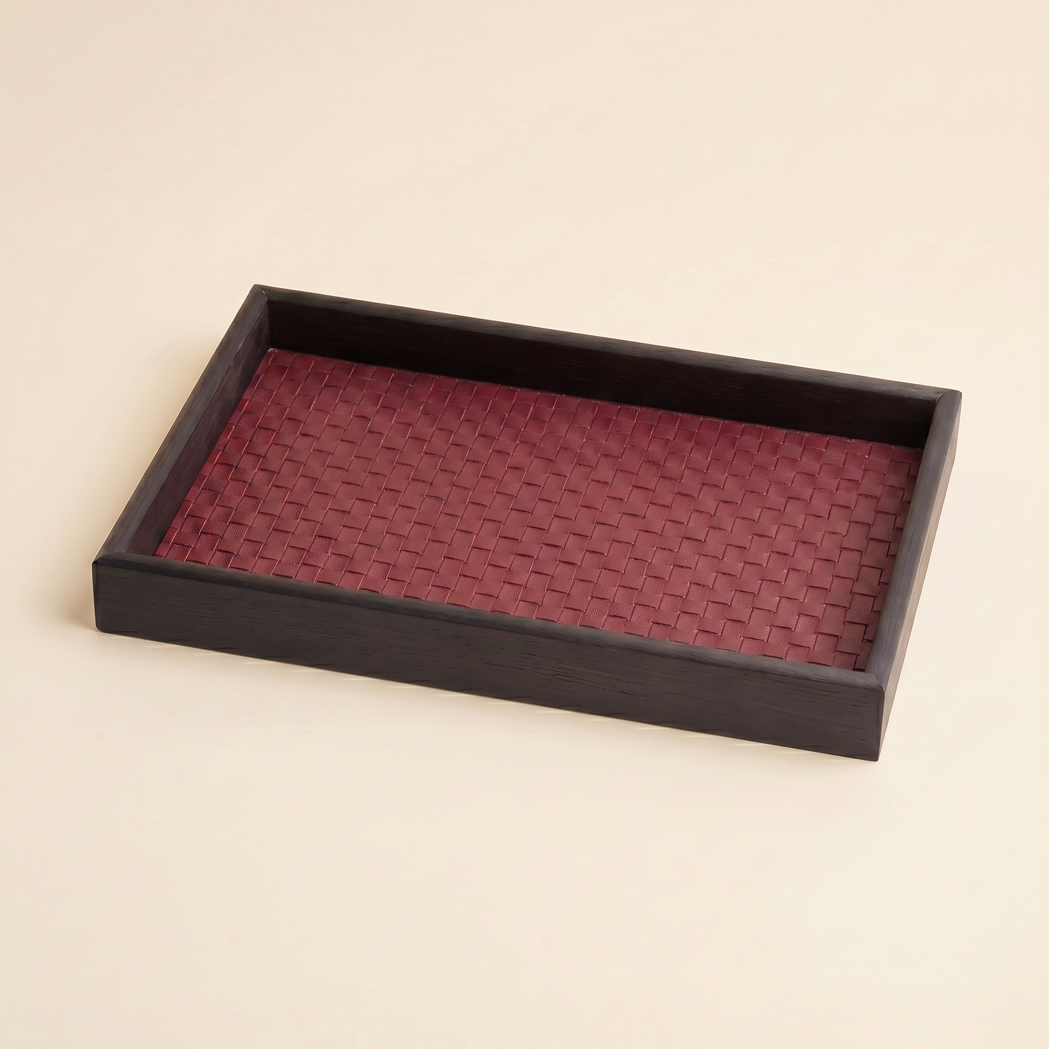 Decorative Storage Tray Woven PU Leather – Desk Vanity Jewelry Organizer Home Decor