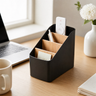 Boîte de rangement de bureau avec séparateurs en bambou — Organiseur de bureau pour télécommandes, stylos, cartes