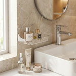 Adhesive Acrylic Bathroom Shelf – No Drill Wall Mount Storage for Shower Bath & Vanity Organizer