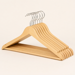 Wooden Coat Hangers with Non-Slip Bar – Suit Jacket Shirt Closet Storage Set