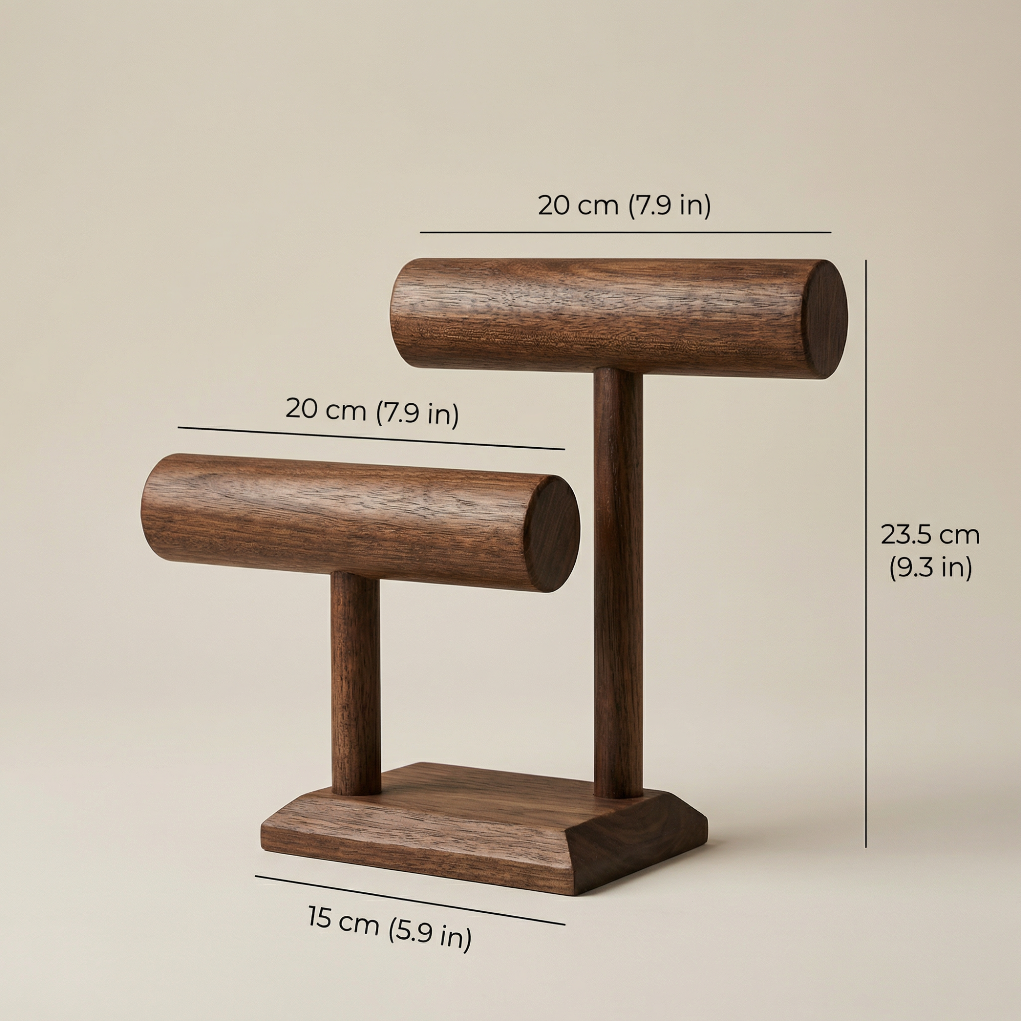 2 Tier Wooden Watch & Jewelry Display Tower – Bracelet and Necklace Stand for Dresser