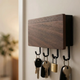 Wall Mounted Bamboo Key Hanger – Entryway Organizer with Storage Slot, Minimalist Wall Hook Rack