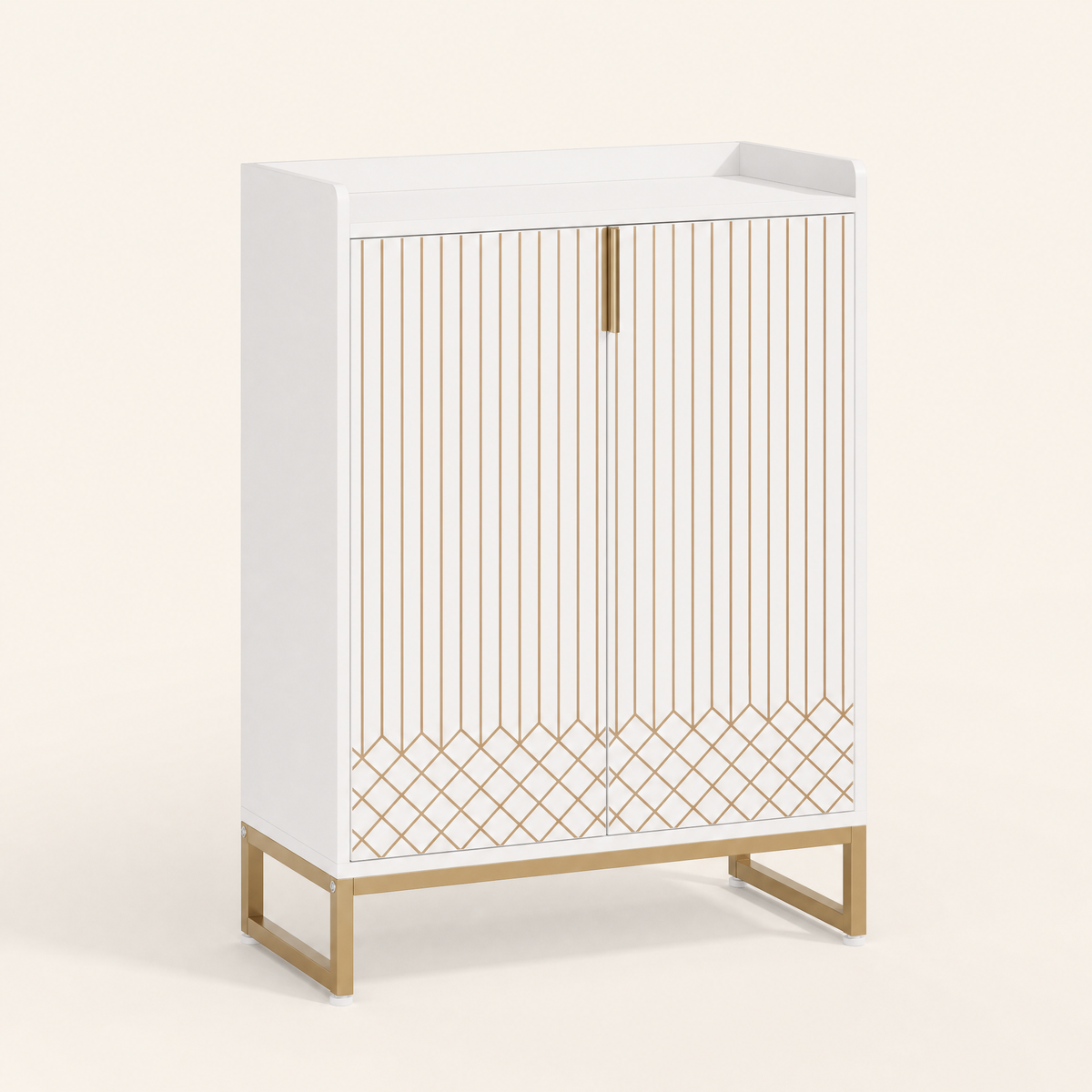Shoe Cabinet with Doors – 5-Tier Storage, Gold Accents, Hallway Bedroom Living Room