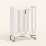 Shoe Cabinet with Doors – 5-Tier Storage, Gold Accents, Hallway Bedroom Living Room