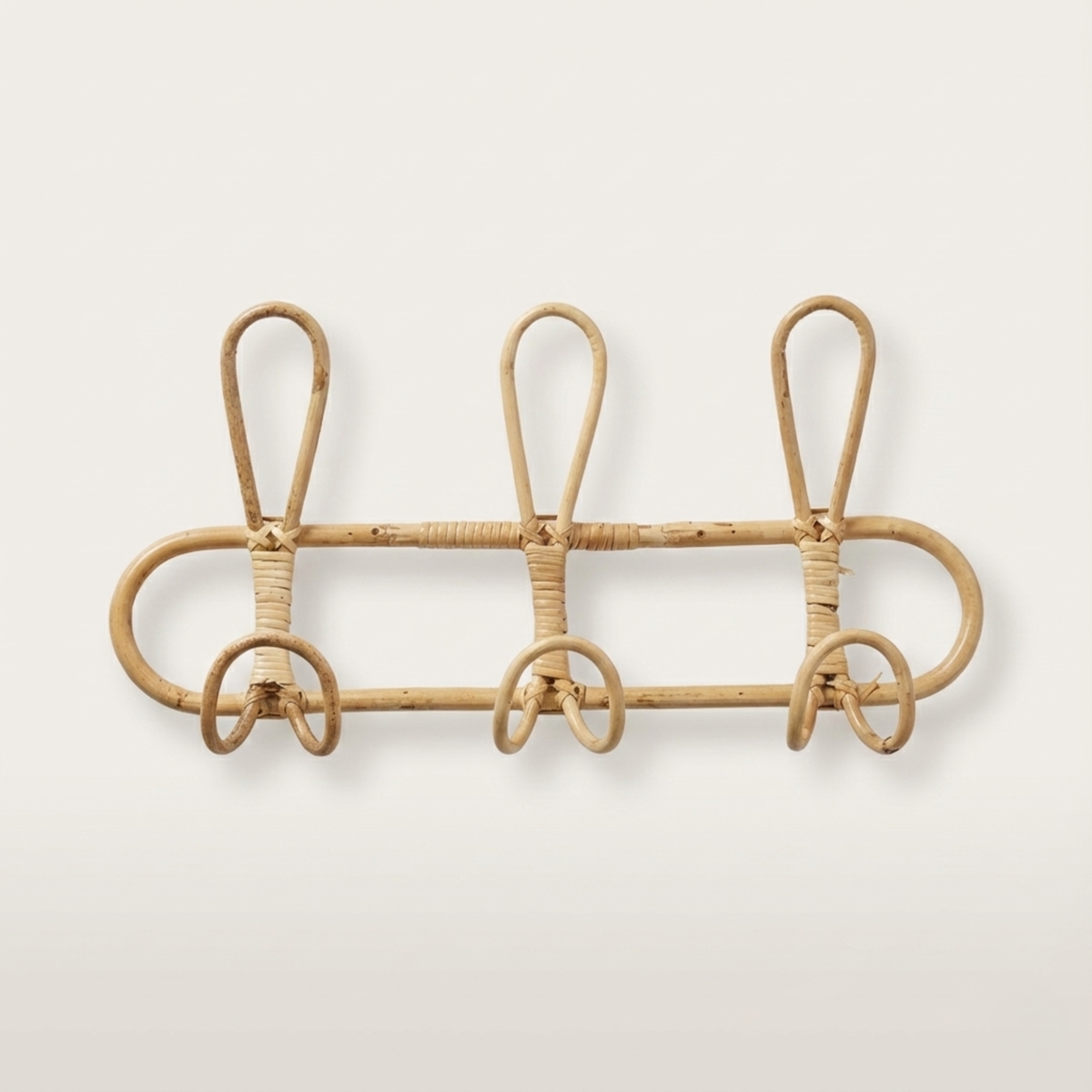 Rattan Wall Hook Rack – Handwoven Natural Storage for Coats, Hats, Bags – Entryway Bedroom Bathroom