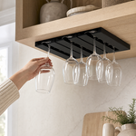 Under Cabinet Wine Glass Holder – No Drill Stemware Rack for Kitchen Bar