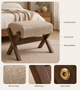 Wood X-Frame Cushioned Footstool – Upholstered Seat Bench Bedroom Entryway Living Room