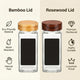 Glass Spice Jar Set with Wooden Bamboo & Rosewood Lids – 120ml with Labels, Kitchen Organisation