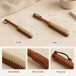 Soft Bed Brush with Wooden Handle – Natural Bristles for Bedding Sofa Furniture Cleaning