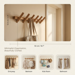Wood Peg Hook Rail – 5 Hook Wall Mounted Coat Rack Entryway Hallway Organizer