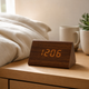 Wood LED Digital Alarm Clock – Triangle Desk Clock, Voice Activated, USB Powered