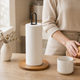Paper Towel Holder Stand – Bamboo Base Metal Rod Countertop Kitchen Storage Rack