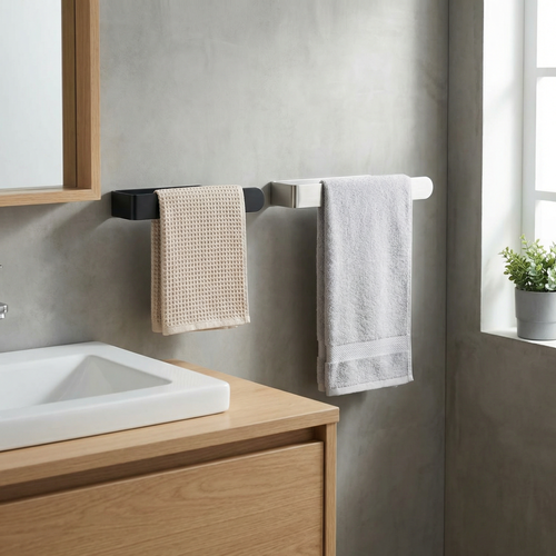 Adhesive Towel Bar – 3M Mount, Brushed Stainless Steel Wall Rack for Bathroom & Kitchen