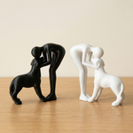 Abstract Human and Dog Sculpture – Minimalist Figurine for Desk, Shelf, Living Room Decor