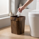 Square Wood Grain Waste Bin – 12L Open Top Trash Can for Bathroom Bedroom Office